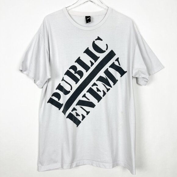 Vintage Obey x Public Enemy T-Shirt Men's XL White Black Y2K Music Graphic Tee - Picture 1 of 12